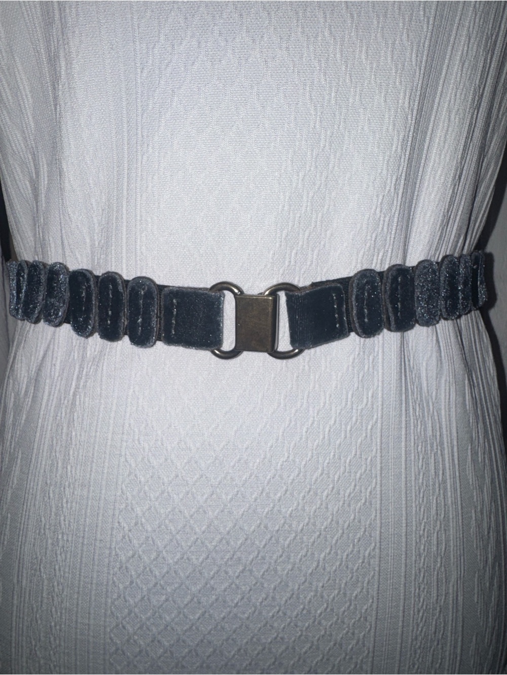 Anthropologie Tabitha Blue Velvet Stretch Belt